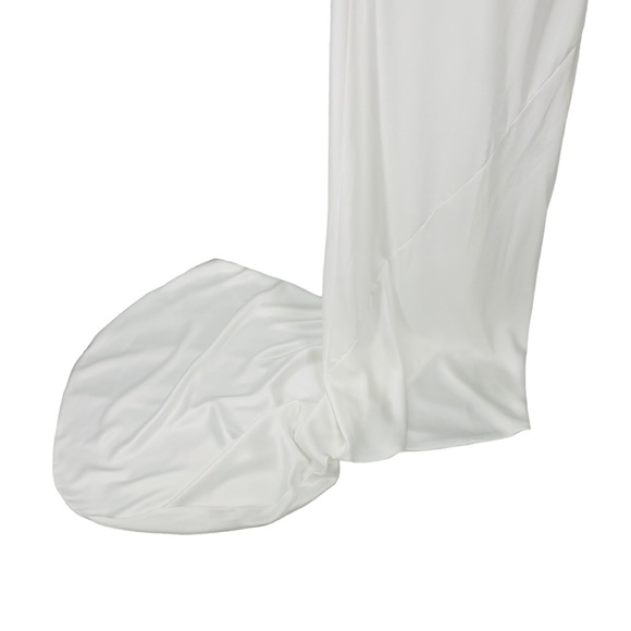 Norma Kamali Cross Back Bias Formal Satin Gown with Train in Snow White Size M - Picture 5 of 12